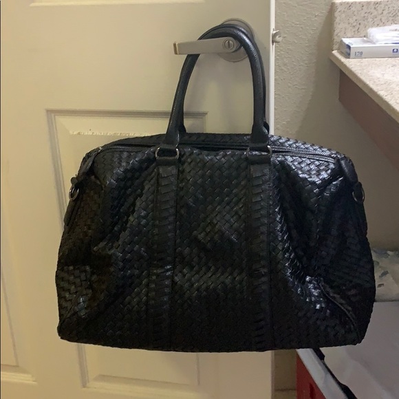 vegan black leather duffel bag - Picture 1 of 5